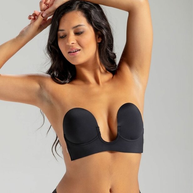 Magic Bodyfashion backless and strapless push up stick on bra with front  closure in silicone